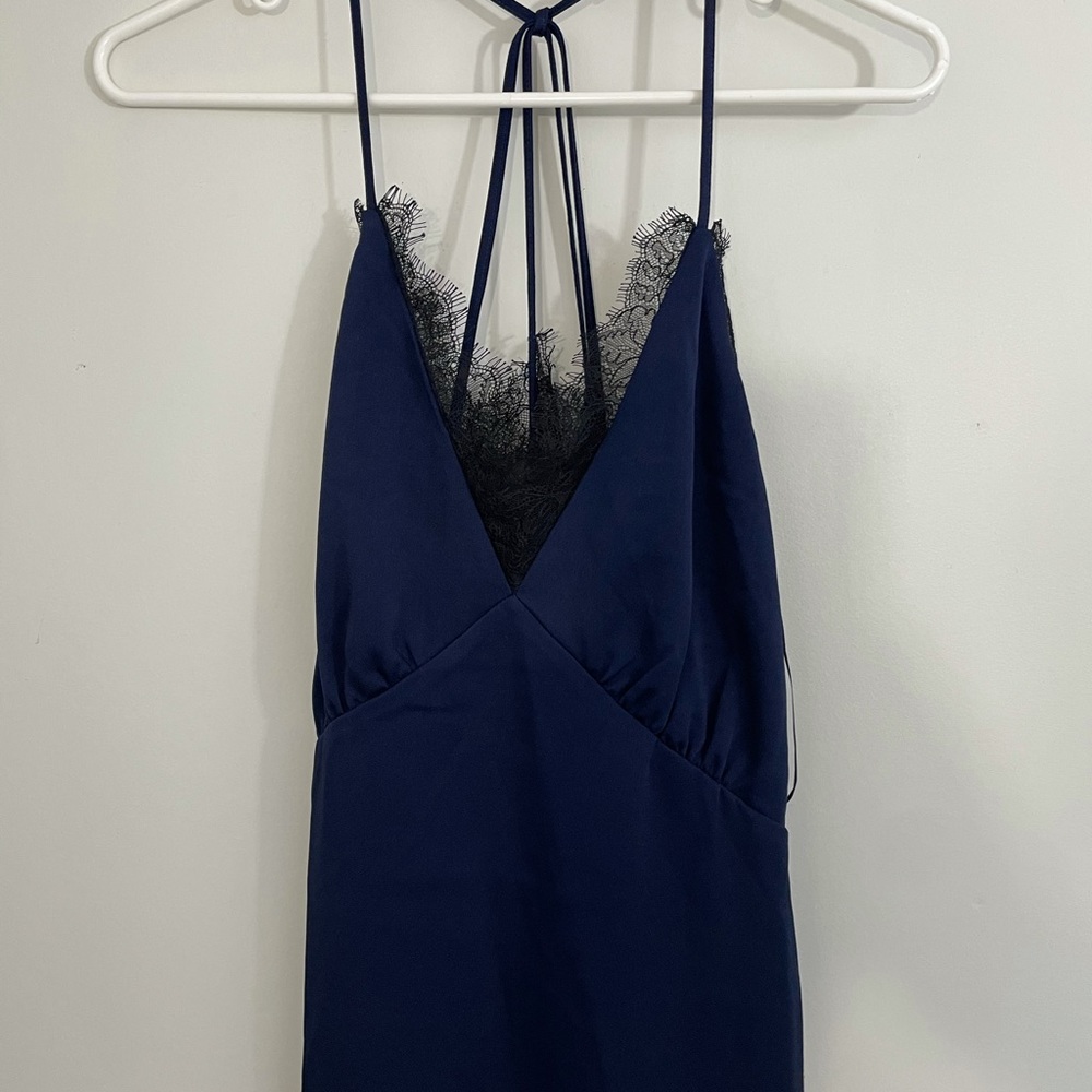 Adeptness Rae M midi blue black lace slip Dress - Picture 10 of 11